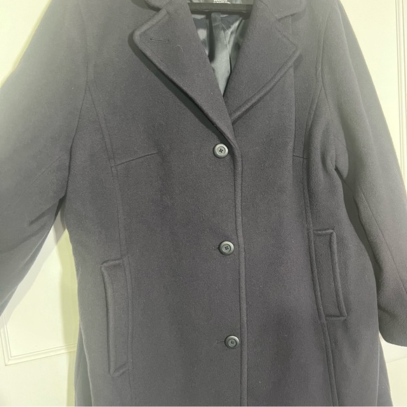 L.L. Bean Classic Lambswool Polo Coat Bellandi Dark Purple Size 1X Made in Italy - Picture 3 of 12